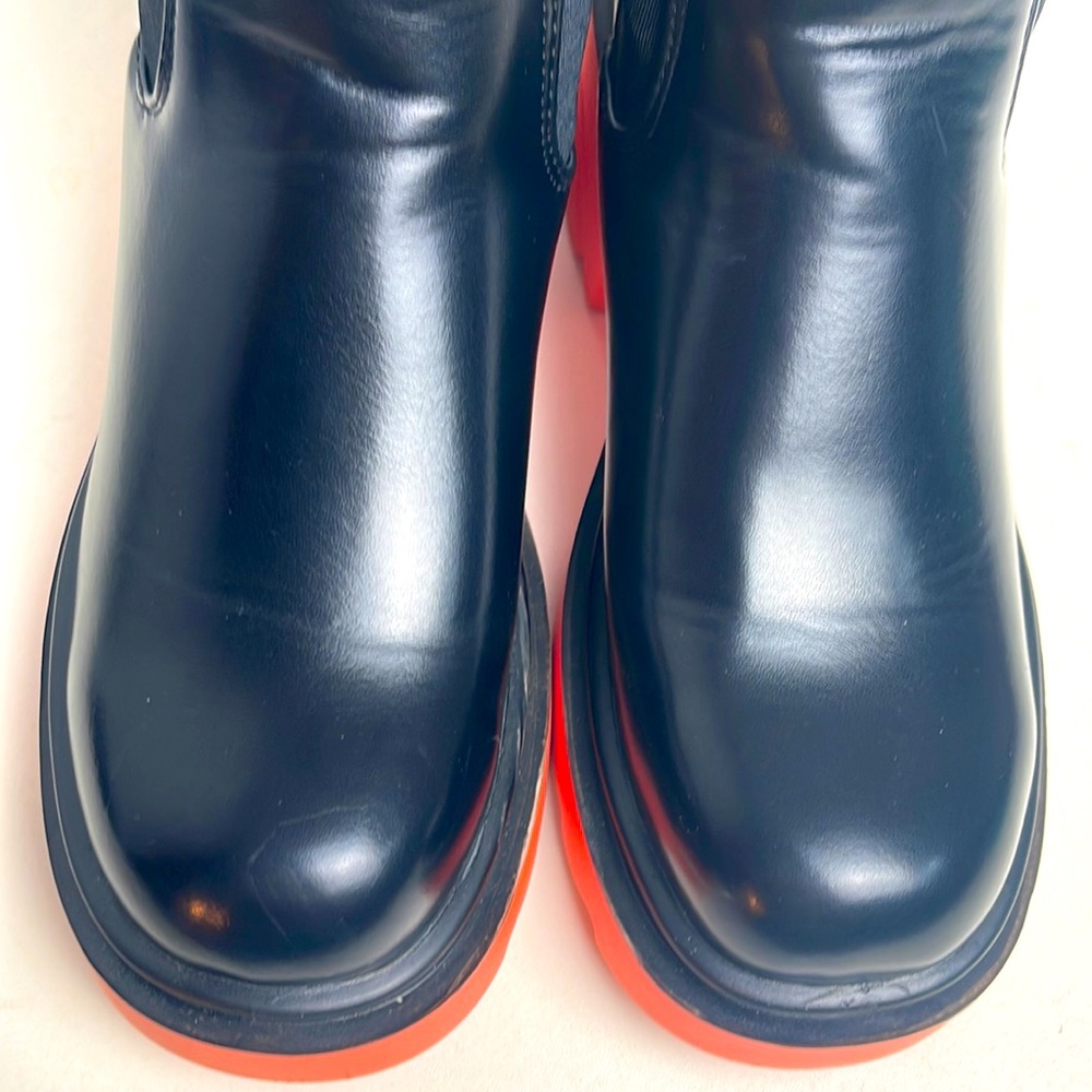 Super Trendy black ankle boot with orange sole women size 6.5. - Picture 11 of 17